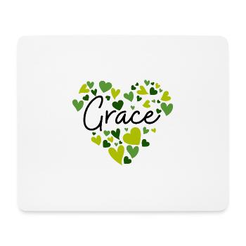 Grace Name Design mit herzförmigen grünen Herzen - Mousepad (Querformat) - Weiß - Vorne