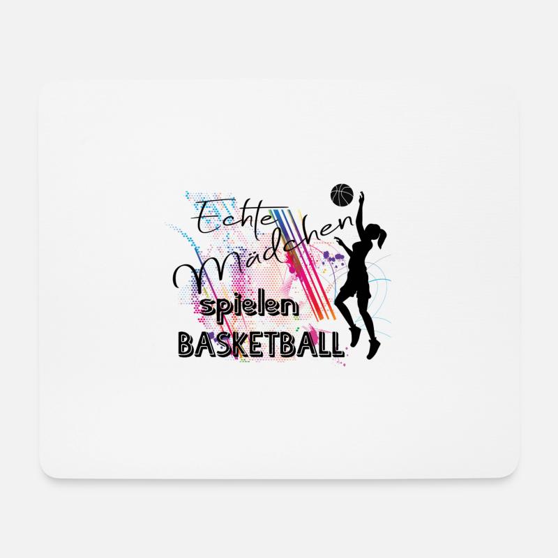 Echte Mädchen spielen Basketball - Mousepad (Querformat) - Weiß