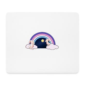 Regenbogen Fantasy Hasen Kinder Mond Sternenhimmel - Mousepad (Querformat) - Weiß - Vorne