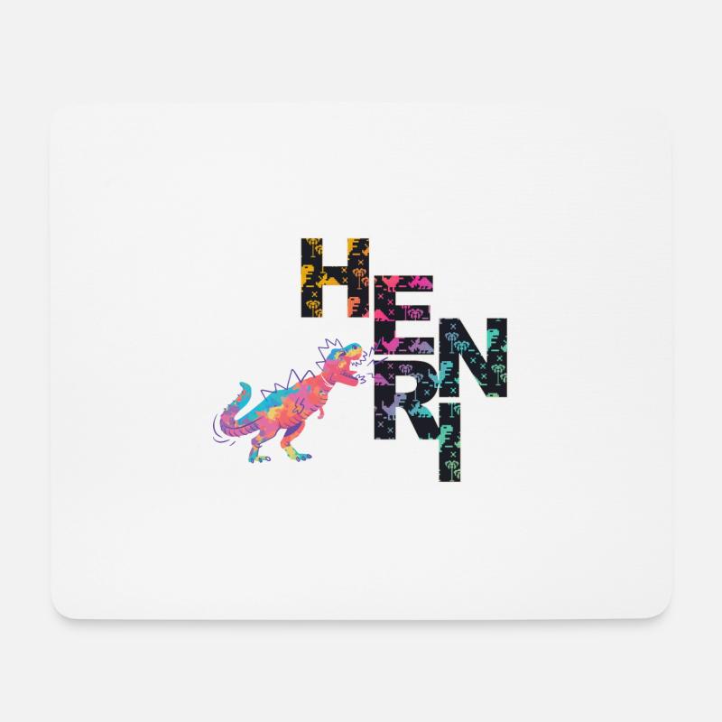 Henri - Schöner Jungen Name mit coolen Dinos - Mousepad (Querformat) - Weiß