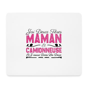 J'ai deux titres maman et Camionneuse.Cadeau Maman - Tapis de souris (format paysage) - blanc - Devant