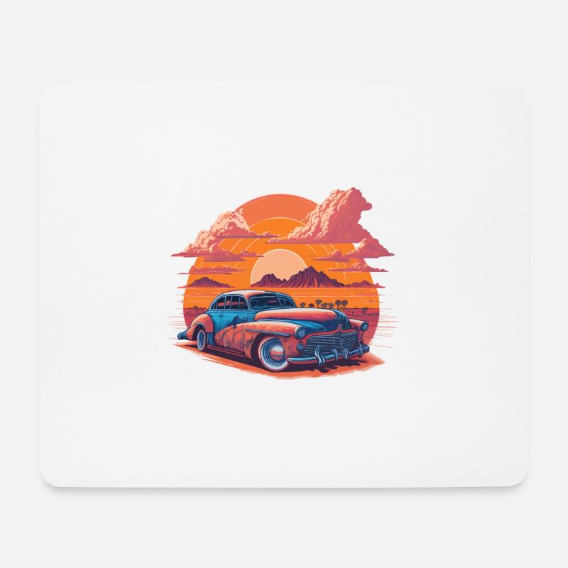 Lebendiger Sonnenuntergang in der Wüste - Mousepad (Querformat) - Weiß