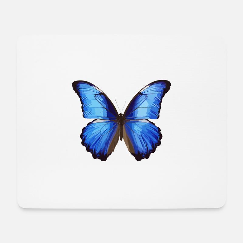 Blauer Morpho-Schmetterling - Mousepad (Querformat) - Weiß