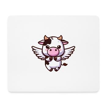 Vache céleste : un ange avec des ailes - Tapis de souris (format paysage) - blanc - Devant