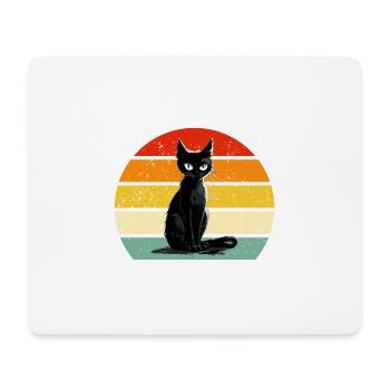 Katze Retro Sonnenuntergang Katzenmama Katzenpapa - Mousepad (Querformat) - Weiß - Vorne