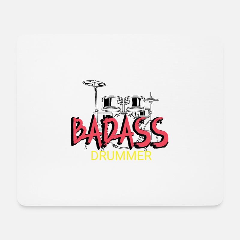 Badass Schlagzeuger Punk Gift - Mousepad (Querformat) - Weiß