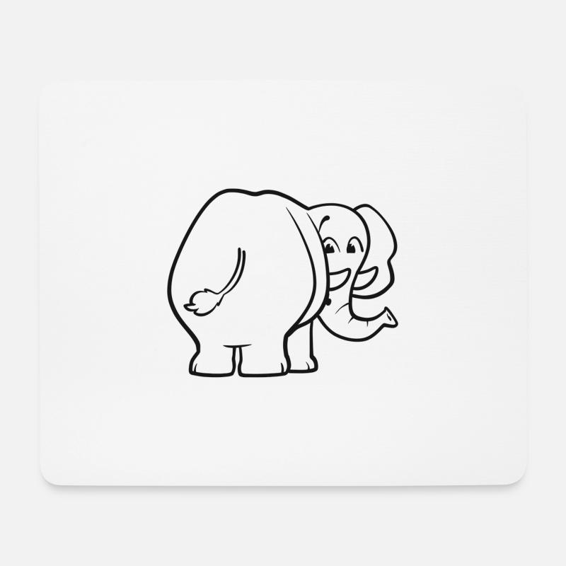 Elephant from behind - surprised, frightened, oops - Mouse Pad (horizontal) - white
