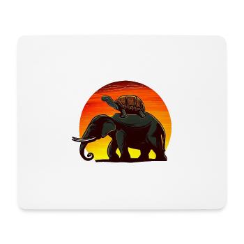 Elephant Turtle Sunset Design - Mouse Pad (horizontal) - white - Front