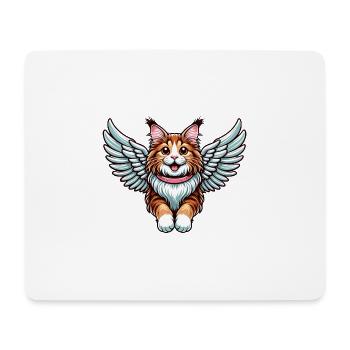 Maine Coon Katze Engel - Majestätische Katze mit - Mousepad (Querformat) - Weiß - Vorne