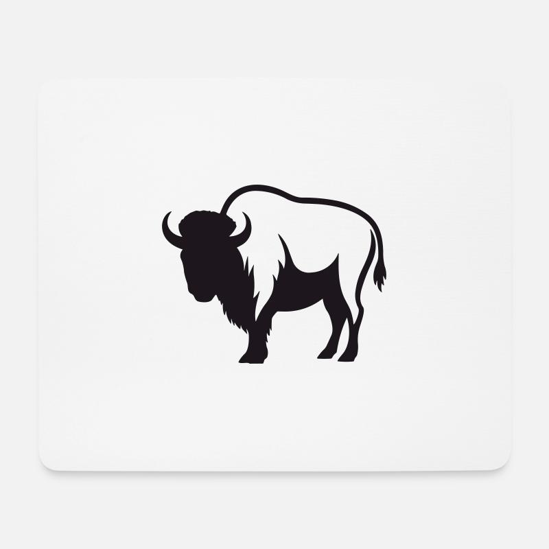 Büffel - Mousepad (Querformat) - Weiß