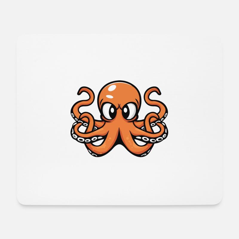 Oktopus Comic - Mousepad (Querformat) - Weiß