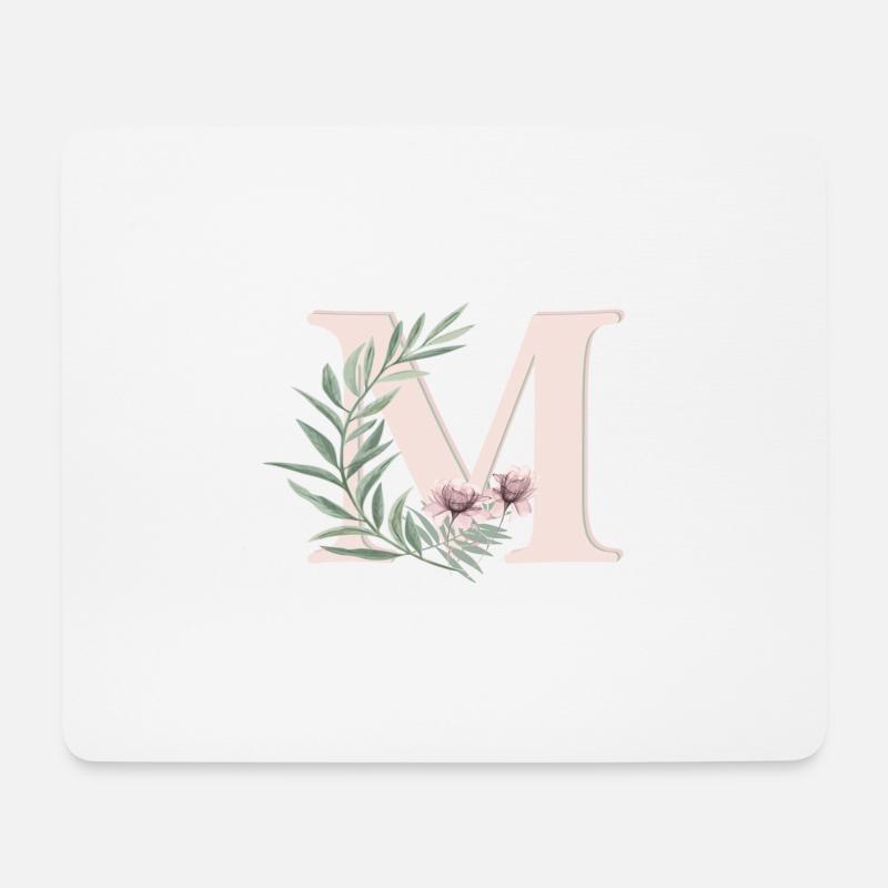 Lettre M avec des fleurs - Tapis de souris (format paysage) - blanc