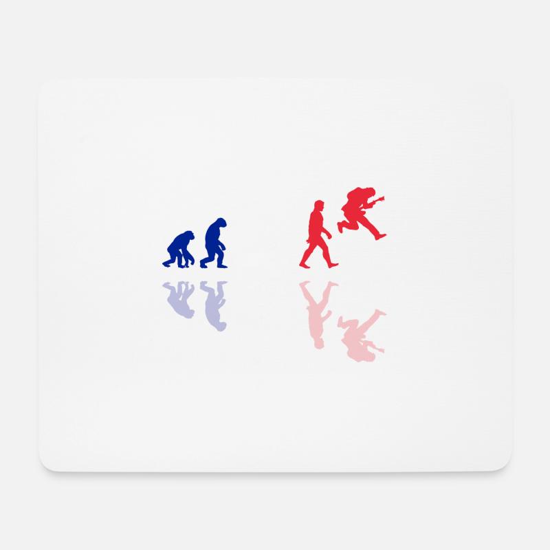 Human Evolution Guitar Band Retro Vintage French - Mouse Pad (horizontal) - white