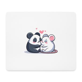 Cuddling Panda And Mouse In Love - Mousepad (Querformat) - Weiß - Vorne