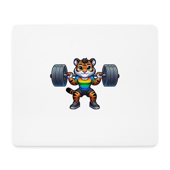 Rainbow Tiger Squatting In The Gym - Mouse Pad (horizontal) - white - Front