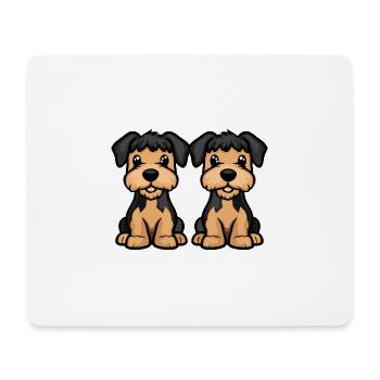 Airedale Terrier Hund Comic - Mousepad (Querformat) - Weiß - Vorne