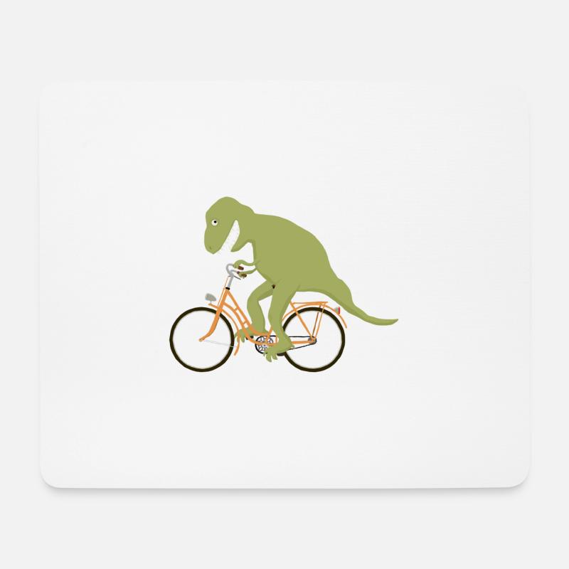 Dino fährt Rad - Mousepad (Querformat) - Weiß