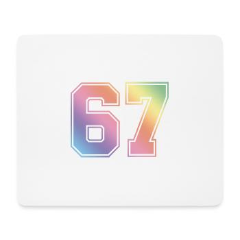 67 Zahl Bunt - Mousepad (Querformat) - Weiß - Vorne