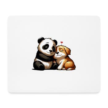 Cuddling Dog And Panda In Love - Mousepad (Querformat) - Weiß - Vorne