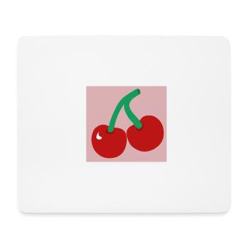 Kirschen in einem rosa Quadrat - Mousepad (Querformat) - Weiß - Vorne