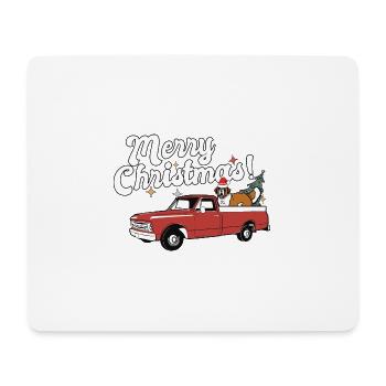 Vintage Red Pick Up Truck Saint Bernard Dog Merry - Mouse Pad (horizontal) - white - Front
