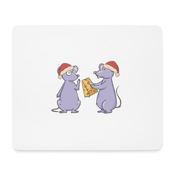 Weihnachtsmann Nikolaus Mäuse Maus Santa Käse - Mousepad (Querformat) - Weiß - Vorne