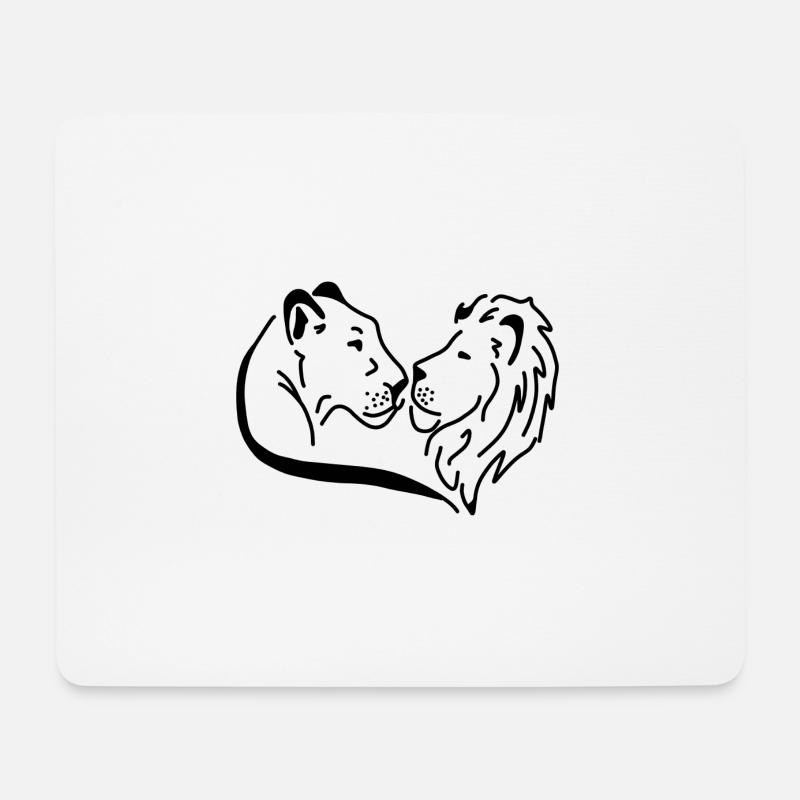 Löwe Löwin Wild - Mousepad (Querformat) - Weiß