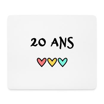 20 ANS. 20e ANNIVERSAIRE. ANNIVERSAIRE 20 ANS. 20 - Tapis de souris (format paysage) - blanc - Devant
