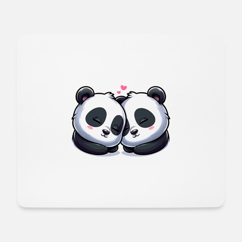 Two Pandas In Love - Mousepad (Querformat) - Weiß