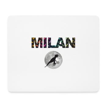 MILAN - Schöner Jungen Name mit Dinosaurier - Mousepad (Querformat) - Weiß - Vorne
