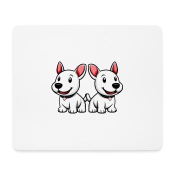 Bull Terrier Chien Bande dessinée - Tapis de souris (format paysage) - blanc - Devant