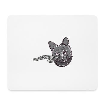 Squelette Main Chat Noir Spooky Halloween Grunge - Tapis de souris (format paysage) - blanc - Devant