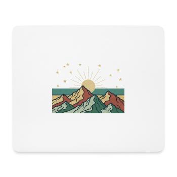 Berglandschaft mit Sonnenstrahlen - Mousepad (Querformat) - Weiß - Vorne