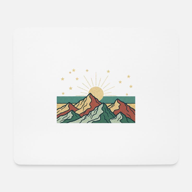 Berglandschaft mit Sonnenstrahlen - Mousepad (Querformat) - Weiß