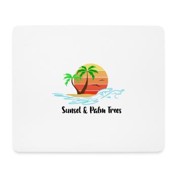 Sunset & Palm Trees - Mousepad (Querformat) - Weiß - Vorne
