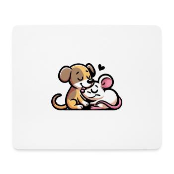 Câlin Chien Et Souris Amoureux - Tapis de souris (format paysage) - blanc - Devant
