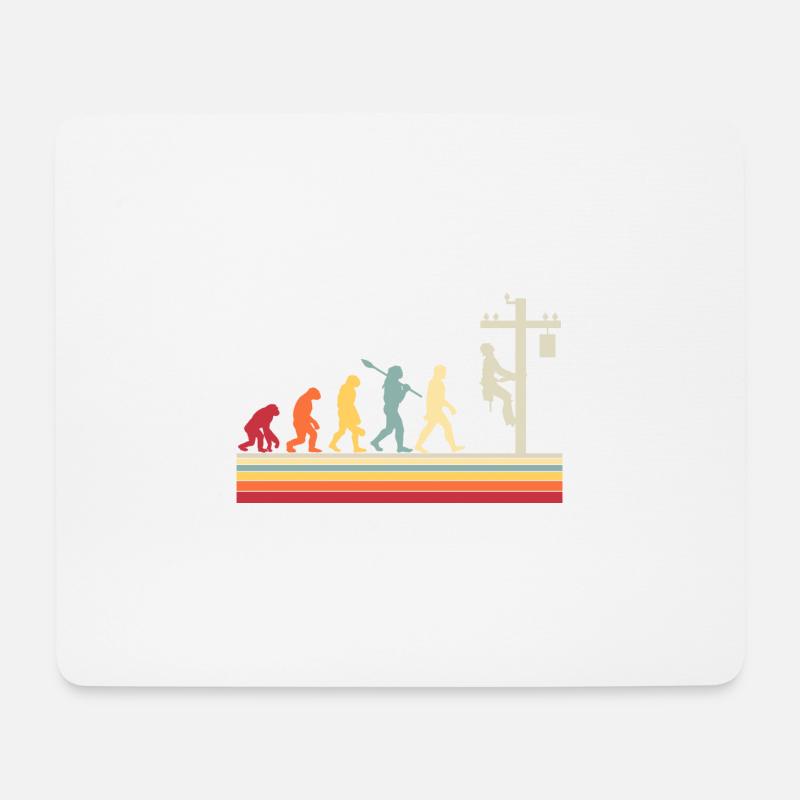 Elektriker Human Evolution Vintage Lineman - Mousepad (Querformat) - Weiß
