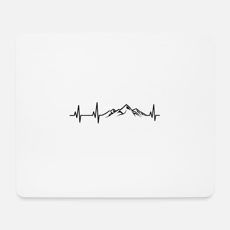 Herzschlag Berge - Mousepad (Querformat) - Weiß
