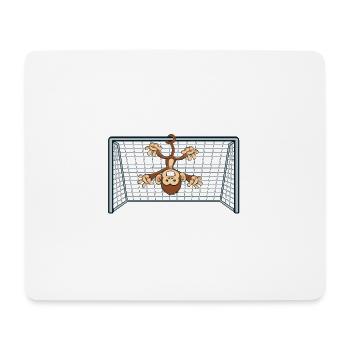 Drôle de singe gardien de but de football - Tapis de souris (format paysage) - blanc - Devant