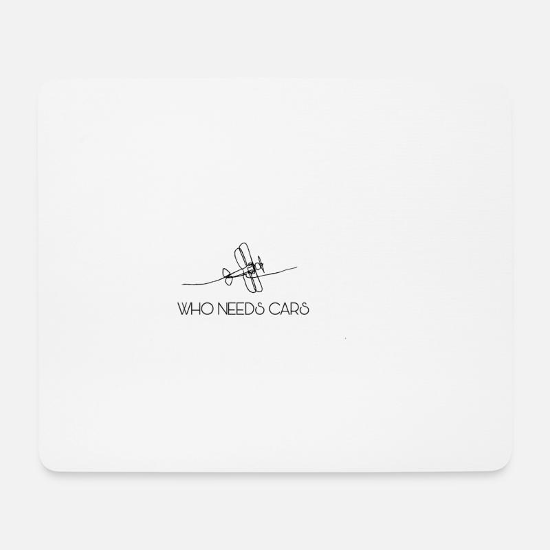 Line Art Airplane - Mousepad (Querformat) - Weiß