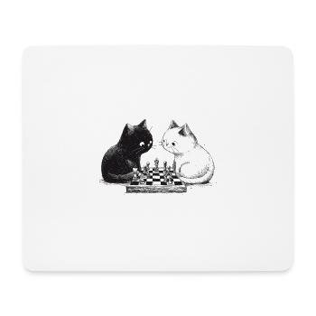 Zwei Katzen spielen Schach - Mousepad (Querformat) - Weiß - Vorne