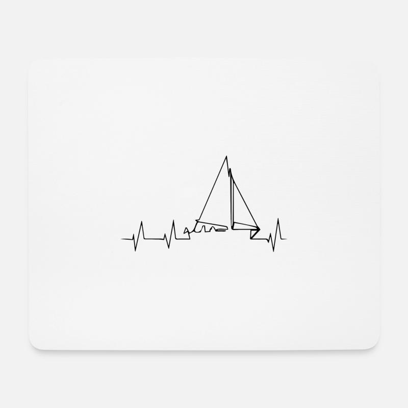 Segelboot Heartbeat Segelboot Segelboot - Mousepad (Querformat) - Weiß