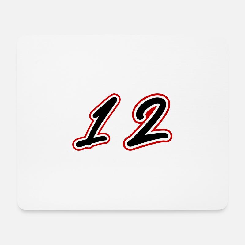 12 Zahl - Mousepad (Querformat) - Weiß