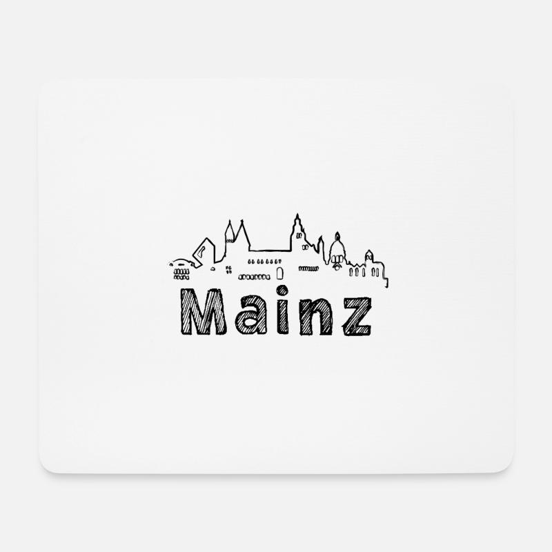 mainz,skyline,schrift, schwarz, sketch - Mousepad (Querformat) - Weiß