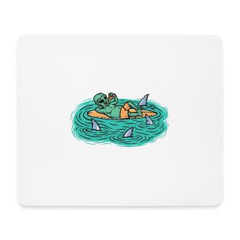 Alien isst Pizza - Mousepad (Querformat) - Weiß - Vorne
