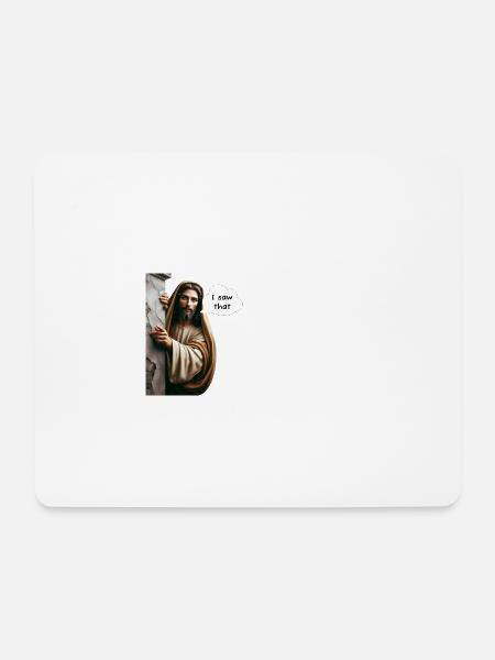 Jesus "I saw that" Meme - Mousepad (Querformat) - Weiß