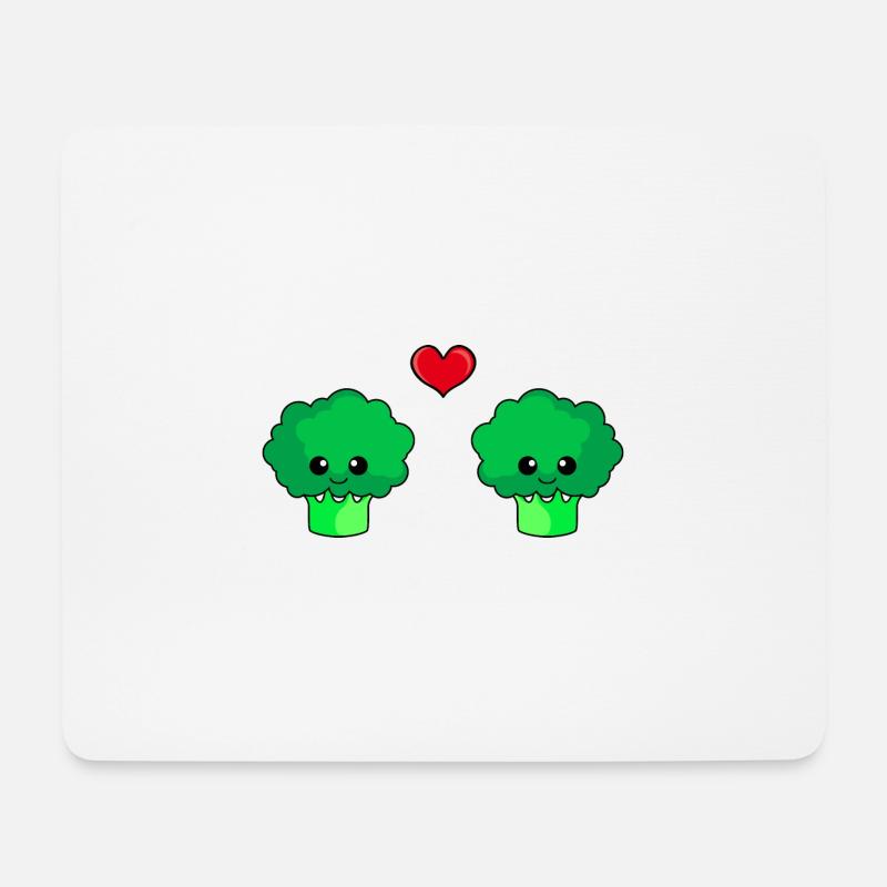 Broccoli Paar Liebe Comic - Mousepad (Querformat) - Weiß
