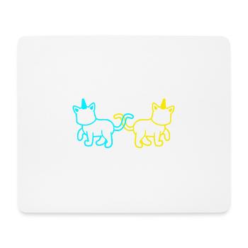 Einhörner Katzen Retro Vintage 80er 90er Katze - Mousepad (Querformat) - Weiß - Vorne
