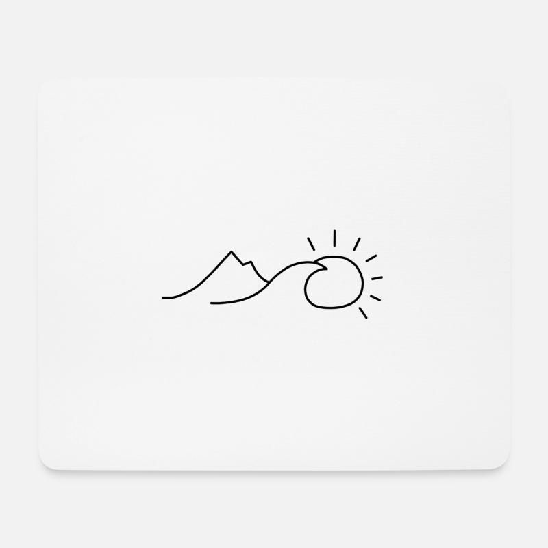 Berg Welle Sonne - Mousepad (Querformat) - Weiß