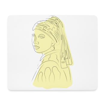 girl with a pearl earring line art - Mouse Pad (horizontal) - white - Front
